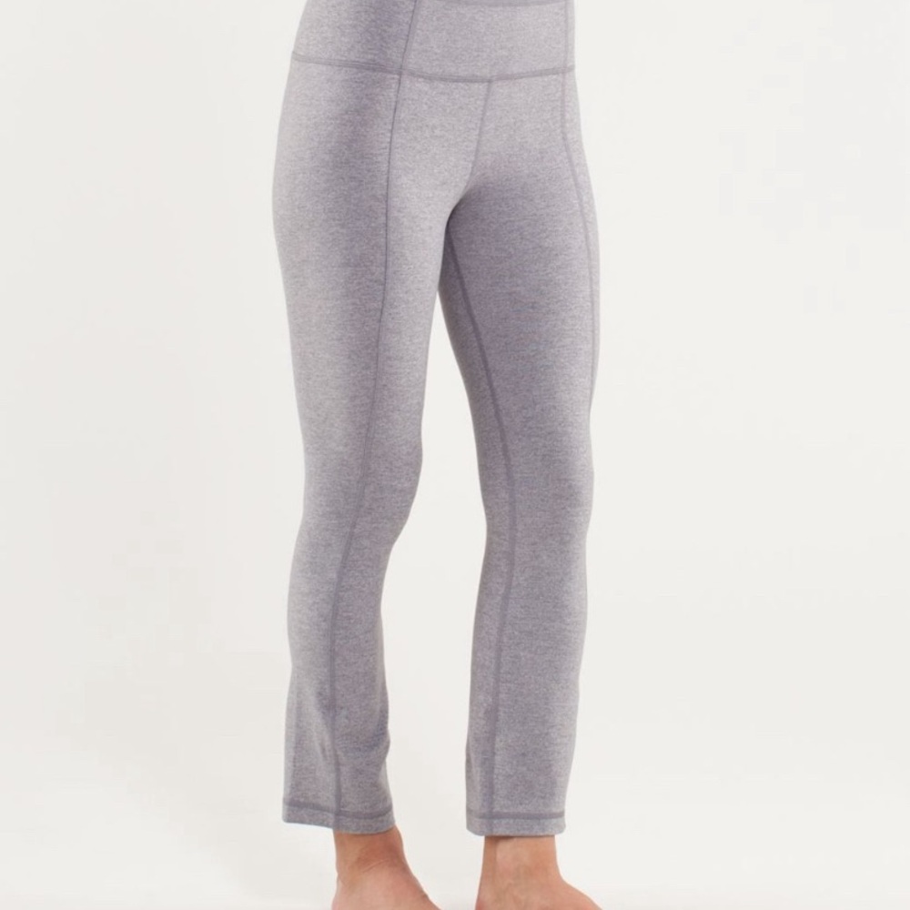 Lululemon Athletica Gray Leggings with Floral Waistband